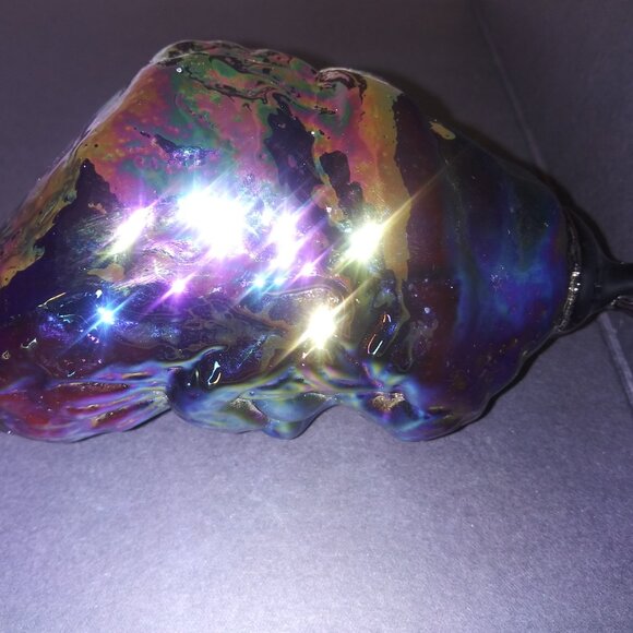 Santa Purple Iridescent Glass 5 Inch Head Hanging Ornament Christmas Decor - Picture 4 of 9